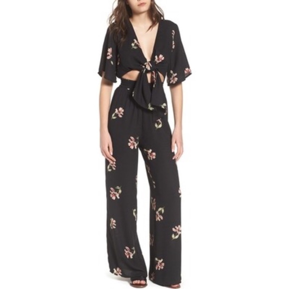 socialite tie front jumpsuit